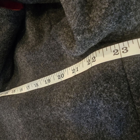 Vintage Gray Hooded Wool Coat with Red Interior Trim - Picture 15 of 16